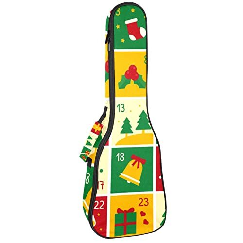 Mersov Concert Ukelele Rugzak, Heavy Duty Ukulele Case Bag met Opslag, Sopraan Concert Tenor Ukelele 10 MM Gewatteerde Tas Kerst Adventskalender Plaid