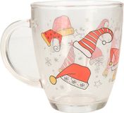Merkloos / Sans marque Humbert Und Brandt Gmbh Kerst mok/beker - met kerstmutsen - glas - 300 ml - Rood