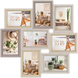 Zep Houten Multi Fotolijst ZARA 8Q Bruin 8 Foto's 10x15 cm 47x47 cm
