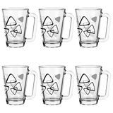 Glasmark KROSNO, 250ml, Set van 6 stuks, Glazen mokken, glazen met handvat, gekleurd handvat, theeglas, mok, glazen mok met oor, klassieke en universele stijl