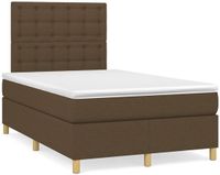 vidaXL Boxspring met matras, stof, donkerbruin, 120x190 cm