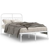 VidaXL Bedframe met hoofdbord metaal wit 183x203 cm