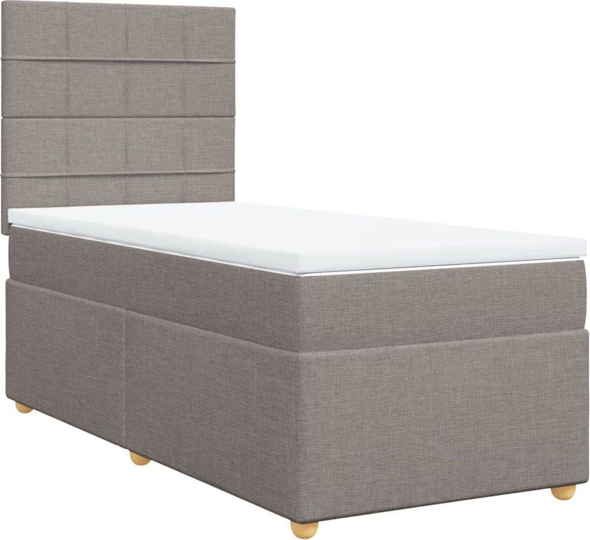 vidaXL Boxspring met matras stof taupe 90x190 cm