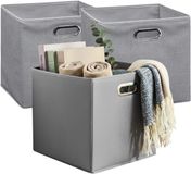 5Five Opbergmandjes - 3x - grijs - stof - inhoud 29 liter - 31 x 31 x 31 cm - Kast opberg box