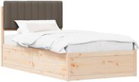 vidaXL Bedframe met Gevoerde Hoofdbord Taupe 100 x 200 cm