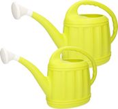 Hega Hogar Tuinplanten gieters set 2x stuks kunststof lime groen 5 en 12 liter - Met afneembare broeskoppen