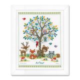 VERVACO Kruissteek Borduurpakket Geboorte Baby IN HET BOS Handwerkpakket voor Wanddecoratie 28 x 35 cm
