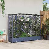 vidaXL Verhoogde plantenbak met klimrek en dak, grijs, 203,5 x 40 x 123 cm, PP