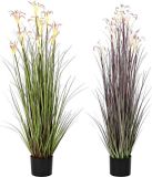 DKD Home Decor Decoratieve plant Metaal Oranje Bordeaux PVC Lelies (35 x 35 x 114 cm) (2 Stuks)