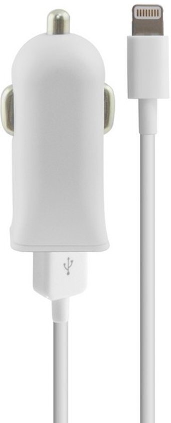- USB-Autolader + MFi Lightning Kabel 2.1A Wit