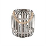 kadoonline Lantaarn Jean Bamboe en glas grijs D20cm x H23cm