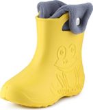 Ladeheid LA-CA-FrogButton Kinder Regenlaarzen - Rubber - met Binnenschoen – EVA - Wasbare Binnenschoen – Geel/Grijs -28/29