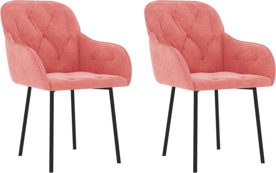 vidaXL Eetkamerstoelen 2 stuks fluweel roze