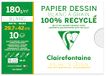 Clairefontaine 96145C - Schoolpak Tekenpapier - 10 Vellen Wit Tekenpapier met Korrel 100% Gerecycleerd - A3 29,7x42 cm 180g - Ideaal voor Beeldende Kunst