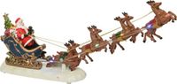 Lumineo Kerstdorp - Kerstman in Slee - Met Licht - 33,5 x 14 cm