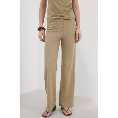 Mango Straight Regular Waist Casual Broek Bruin