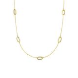Lucardi Dames 14 Karaat geelgouden collier met 5 ovalen - Ketting - 14 Karaat Goud - Geelgoud - 45 cm