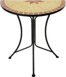 Spetebo Table d'appoint en métal avec plateau en mosaïque, demi-rond, table de jardin décorative, table de balcon