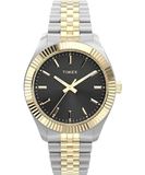 Timex Trend Dameshorloge, 36 mm, Tweekleurig Roestvrijstalen Armband, Zwarte Wijzerplaat, Goudkleurige Kast, TW2Y27900