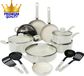 COOCK 22-Delige Pannenset Inductie - Speciale Anti-Aanbak Coating - Ergonomische Koudgrepen - Gerecycled Aluminium - Wit
