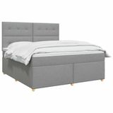 vidaXL Boxspringbed met matras, lichtgrijs, 140 x 200 cm, stof