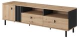 3xE living meuble TV, chêne "Artisan" avec détails noir anthracite, 165,1 x 40 x 49,2 cm