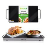 NutriChef elektrische warmhoudplaat grote voedselwarmer 50 x 30 cm, temperatuur tot 95°C, gehard glas, warmhoudcontainer, buffetwarmer voor feestjes, buffetten