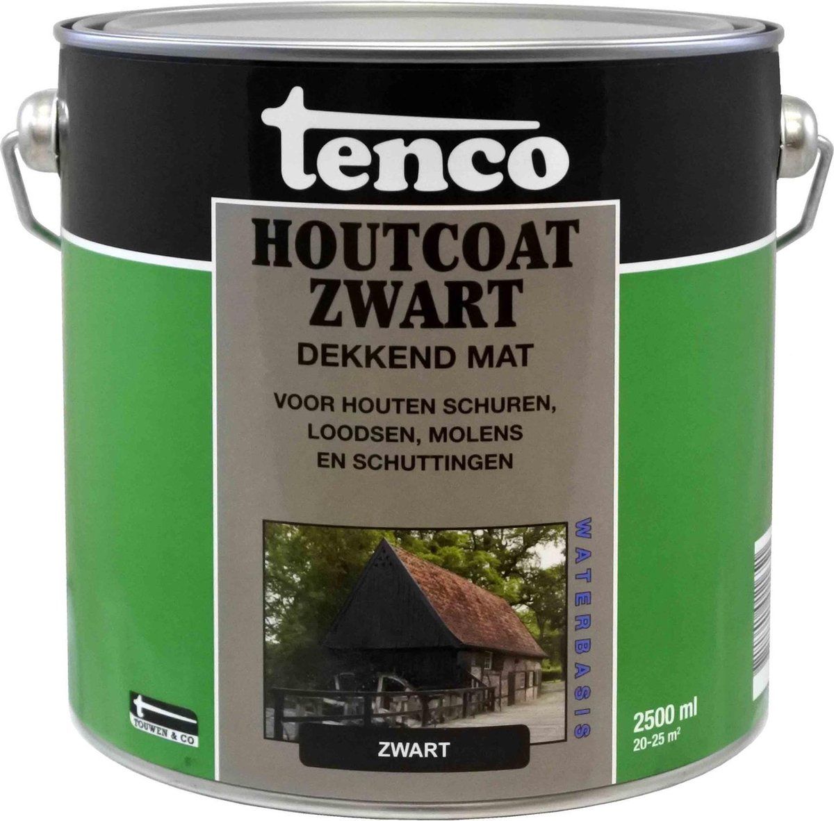 Tenco houtcoat zwart waterbasis mat - 2,5 liter