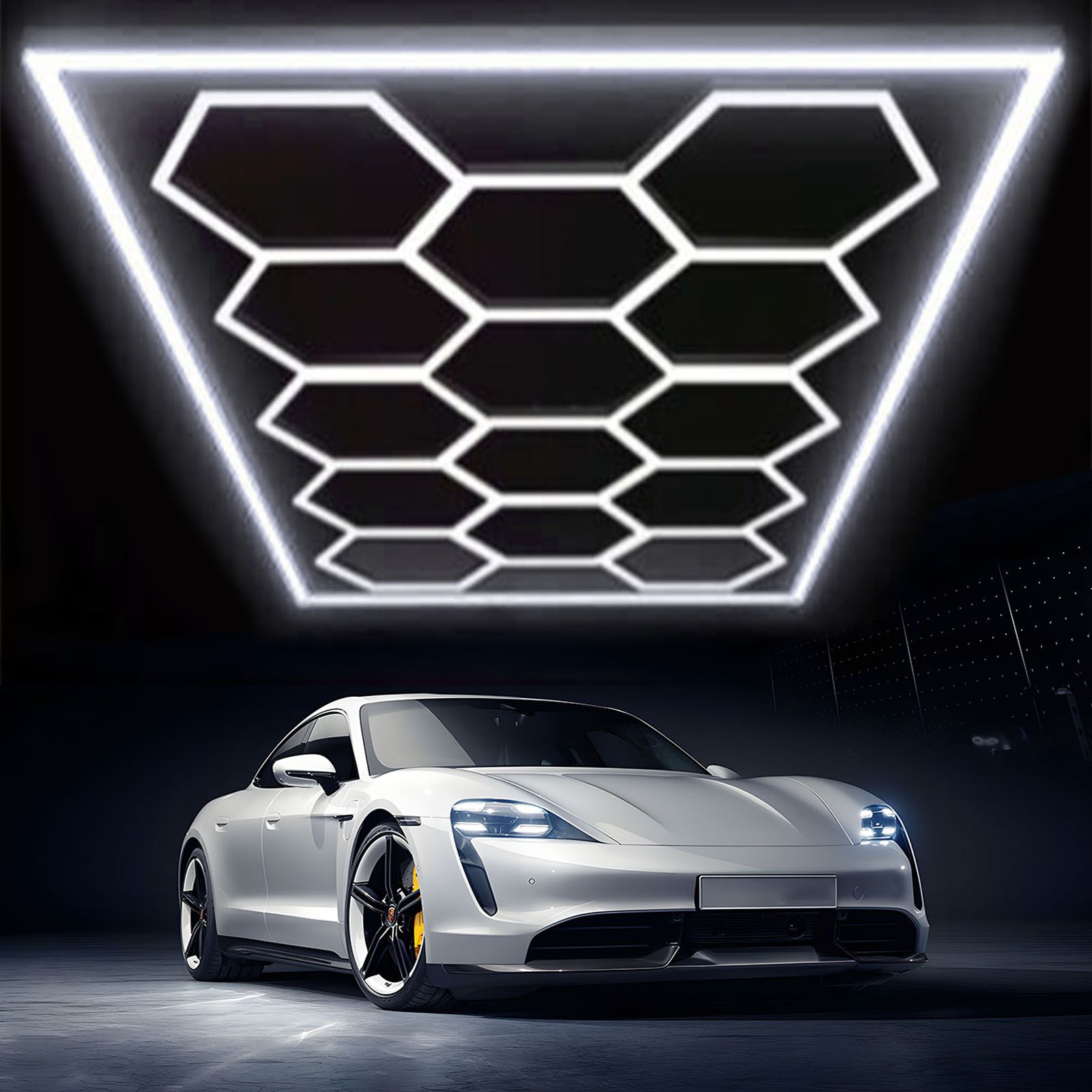 Oyajia Zeshoekige LED-plafondlamp 14-pack, 680W honingraat LED-verlichting garagelamp, LED-buizen werkplaats garage studio LED-licht 6500K