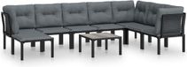 vidaXL 9-delige Loungeset poly rattan zwart en grijs