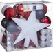 Feeric lights & Christmas Feeric Christmas Kerstballen - 43x st - incl. ster piek - rood/wit/grijs - 3 tot 6 cm - kunststof - kerstversiering
