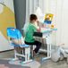 Bureau d'écolier avec chaise réglable en hauteur et lampe pour enfants de 6 à 12 ans, acier et MDF, gris