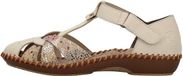 Rieker Preston-sandaal met klittenband voor dames, plat, beige, maat 40
