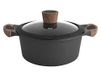 H & H Black + Wood Antiaanbaklaag met deksel, 20 cm, aluminium, gegoten aluminium, zwart