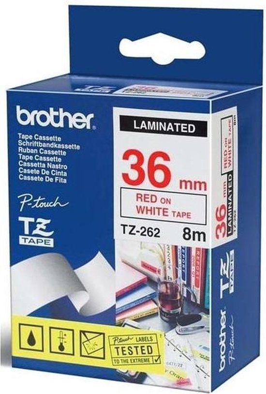 Brother TZe-262 Tape - Red on White (36mm)