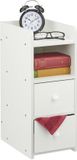 Merkloos Relaxdays Nachtkastje smal - met 2 lades - 55 x 22,5 x 34 cm - wit