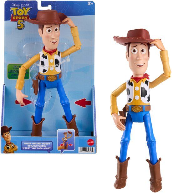 Mattel Disney en Pixar Toy Story 5 grote Howdy Partner Woody figuur van 30 cm