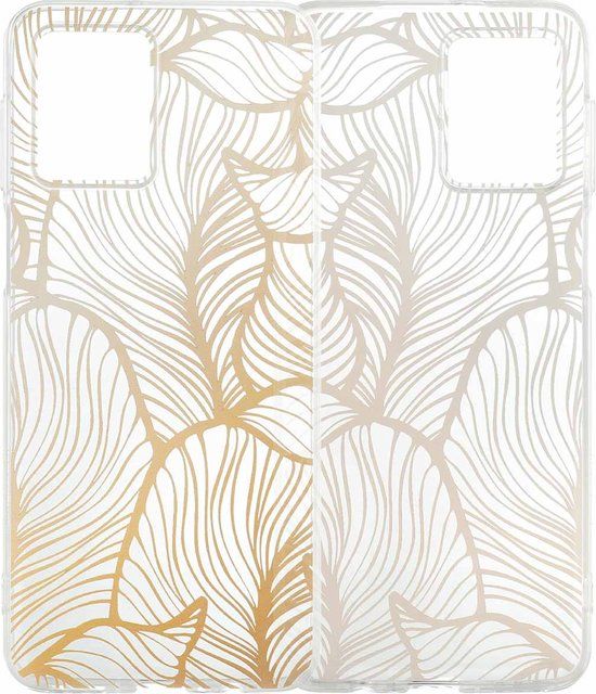 iMoshion Hoesje Motorola Moto G54 - Golden Leaves Transparant
