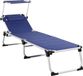 Sans marque Chaise longue pliable avec pare-soleil - Lit de repos confortable pour jardin et plage