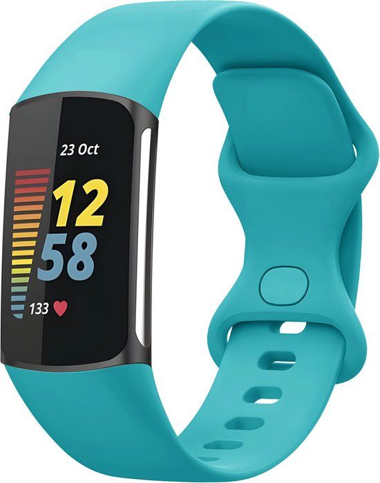 iMoshion Bandje Geschikt voor Fitbit Charge 6 / Charge 5 - Turquoise - Siliconen