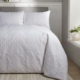 Serene - Pinsonic wit dekbedovertrek - kingsize (230 x 220 cm) - wit wafelpatroon - borduurwerk - luxe beddengoed set - traditioneel - Avery Stripe Collection