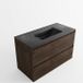 Saniclass Holz Pure Badkamermeubelset - 100x45x62cm - Vygo keramische wastafel zwart - 1 wasbak - zonder kraangat - 2 lades - mat eiken charcoal (hout) SW1420788/SW773932