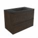 Saniclass Badkamermeubelset - 80x45x62cm - Vygo keramische wastafel zwart - 1 wasbak - 1 kraangat - 2 lades - mat eiken charcoal (hout) SW1420802/SW761655