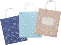 Folia Cadeauzakjes Kraftpapier met Hotfoil Versiering, Blauw/Beige/Roze, 12 stuks