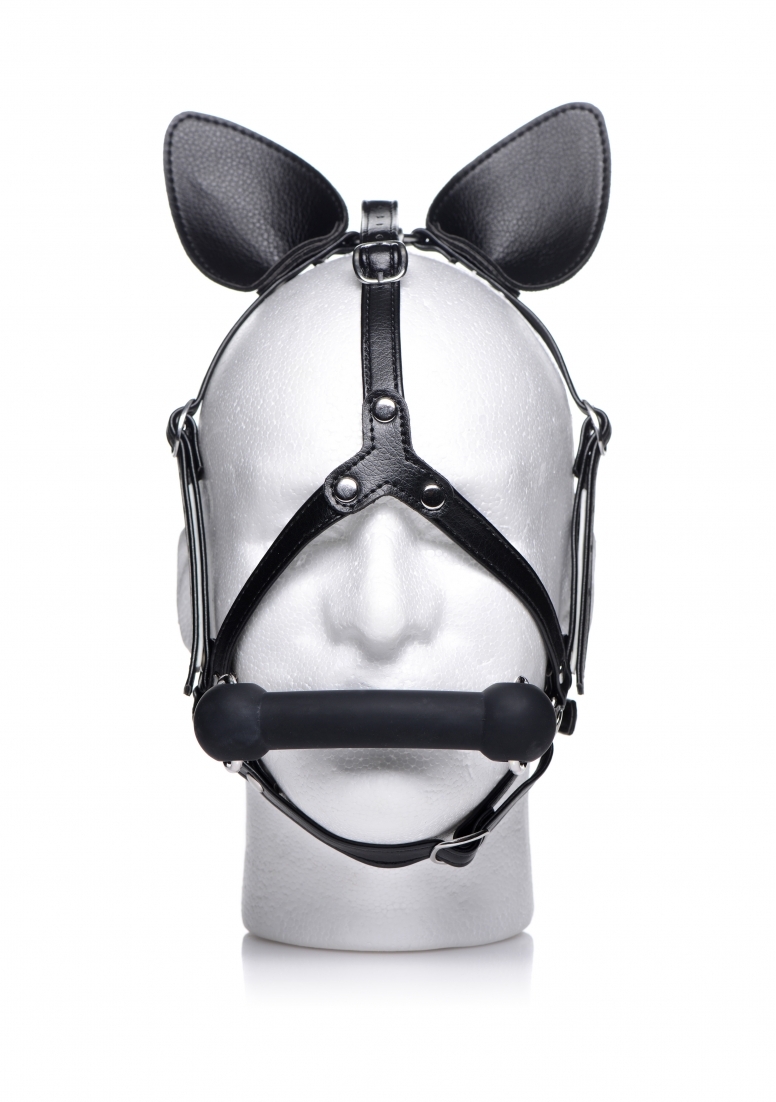 Master Series Dark Horse Pony Head Harness with Silicone Bit - Black
