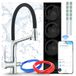 Robinet de cuisine avec système de filtration d'eau, technologie d'osmose inverse 800 GPD, Wi-Fi, sans réservoir, pivotant à 360 degrés, aérateur, robinet à deux poignées, en laiton, finition chrome