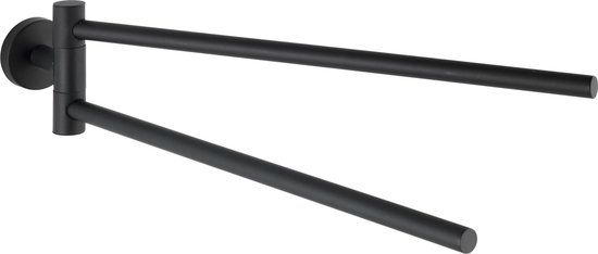 WENKO Bosio Handdoekhouder - 2-Armig - Mat Zwart - RVS