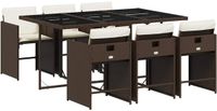 vidaXL 7-delige tuinset met kussens, polyrattan, bruin