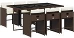 vidaXL 7-delige tuinset met kussens, polyrattan, bruin