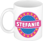 Bellatio Decorations Stefanie voornaam koffiemok beker wit/roze 300 ml